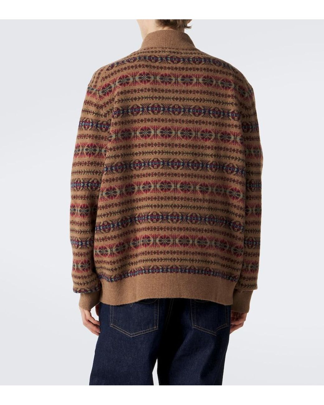 Polo Ralph Lauren Brown Fair Isle Wool Half-Zip Sweater for men