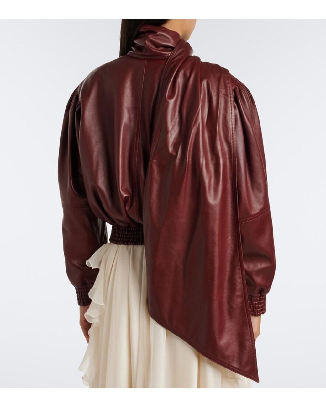 Chloé Red Draped Cropped Leather Jacket