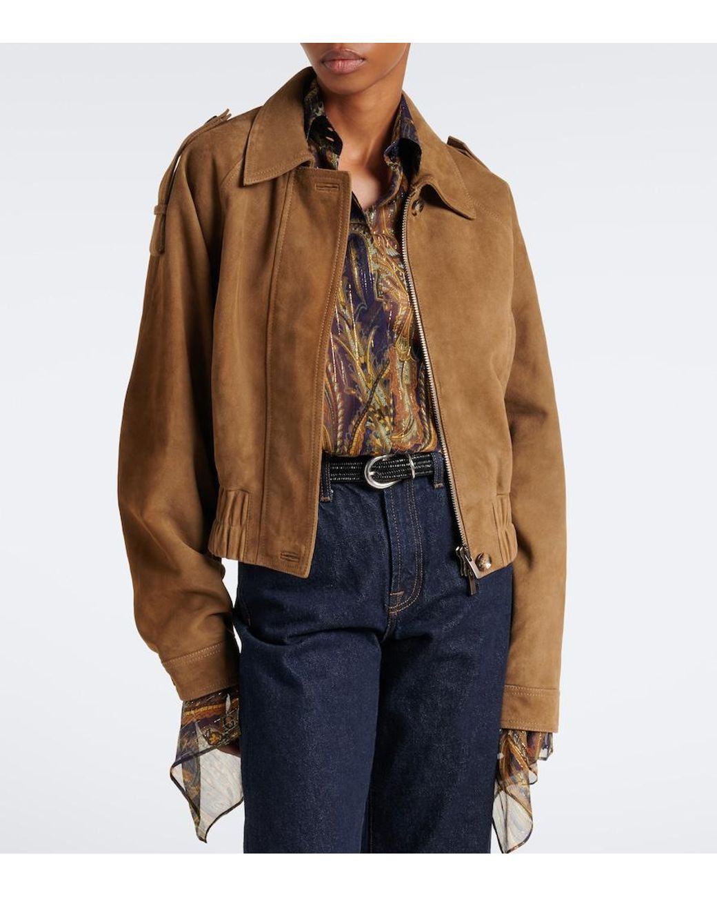 7 For All Mankind Brown Suede Blouson Jacket