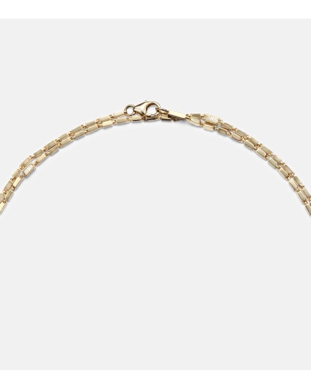 Suzanne Kalan Metallic Block-Chain 18Kt Chain Necklace With Diamonds