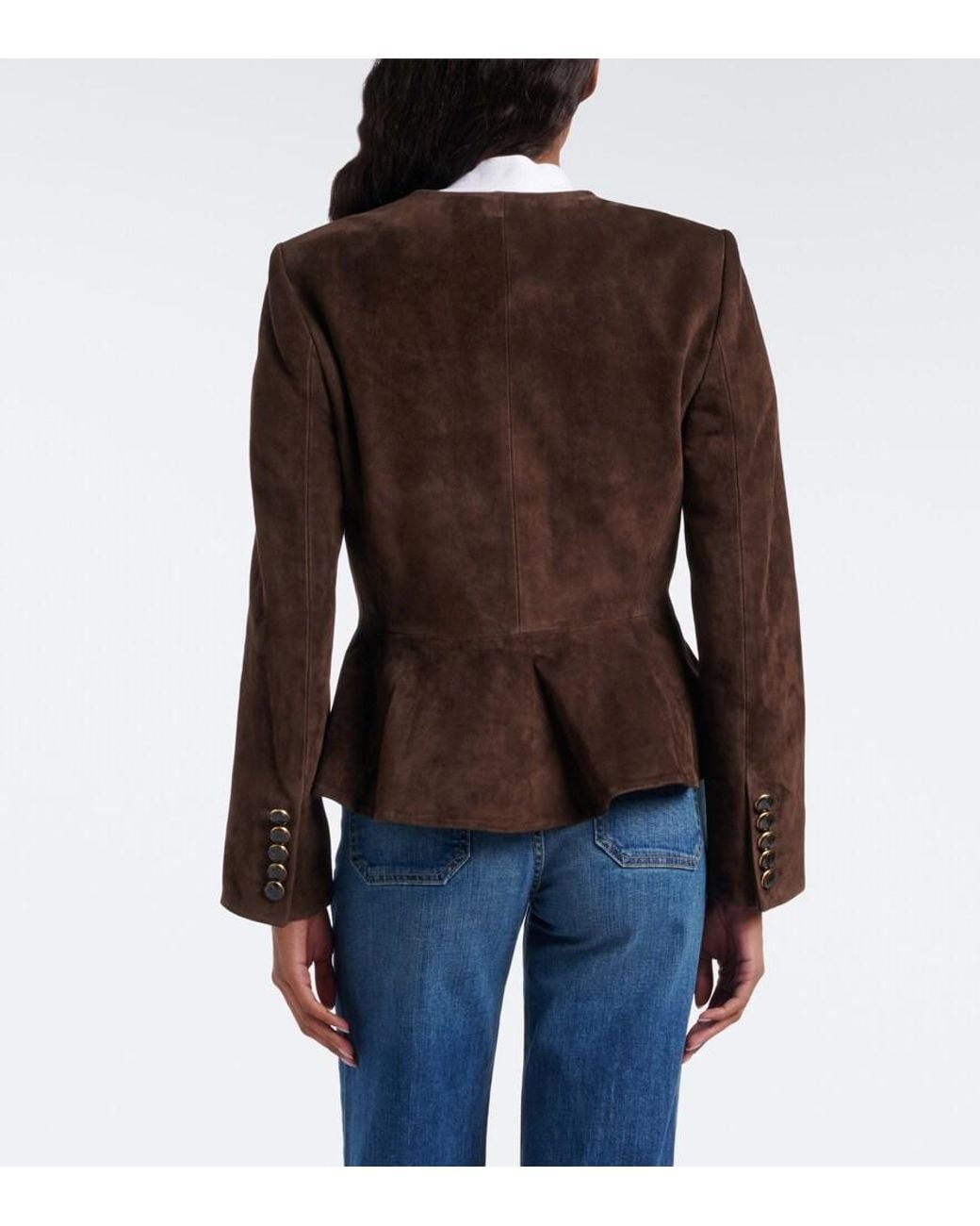Veronica Beard Brown Quinn Peplum Suede Jacket