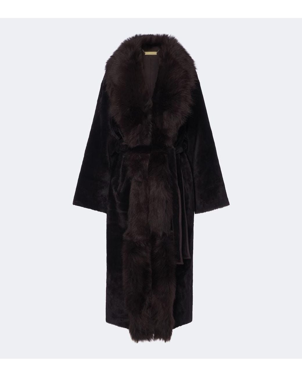 Nour Hammour Black Isadora Shearling Wrap Coat