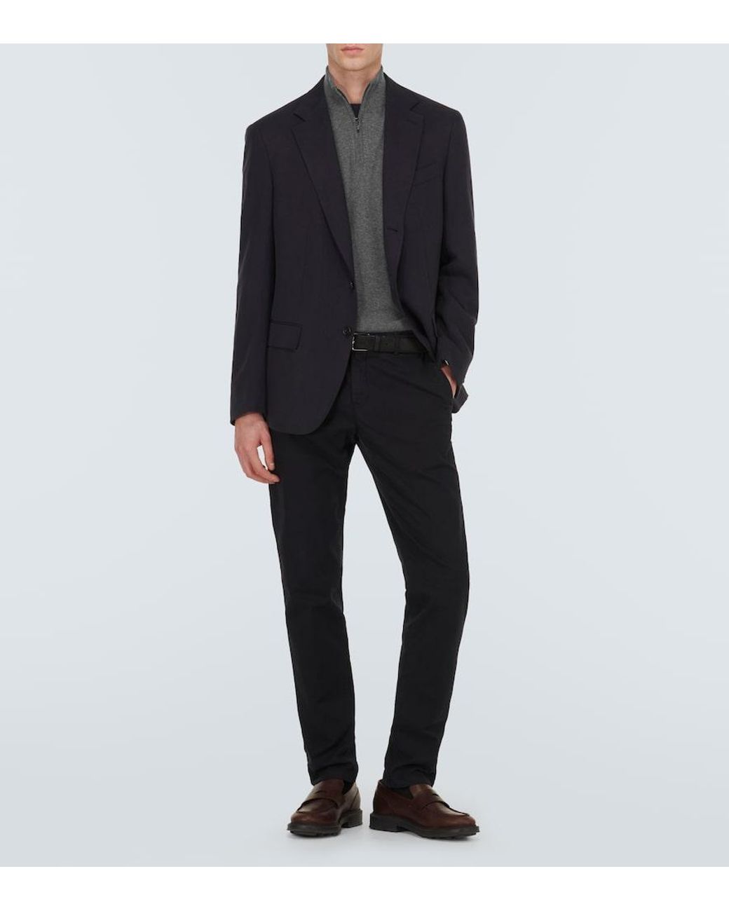 Loro Piana Gray Cashmere Half-Zip Sweater for men