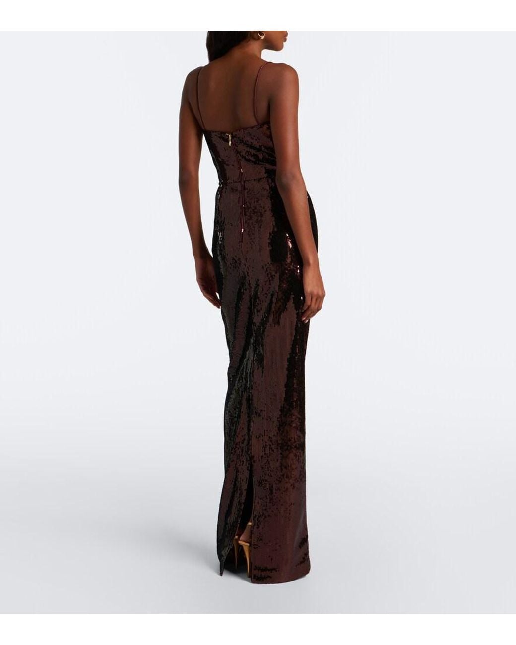 Rebecca Vallance Purple Cece Floral-Applique Sequined Gown