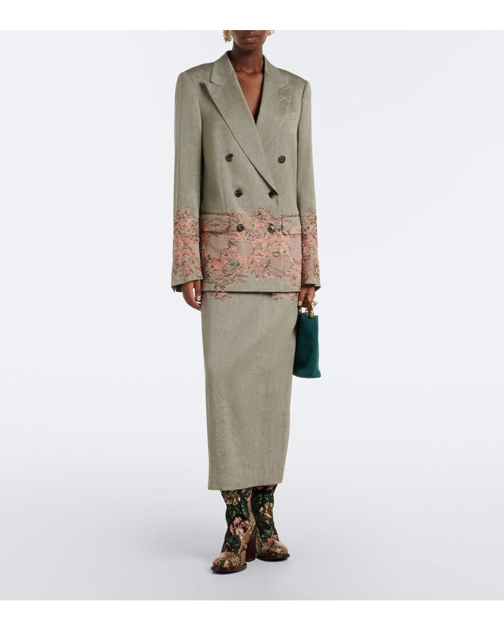 Dries Van Noten Multicolor Patchwork Overknee-Stiefel Aus Leder