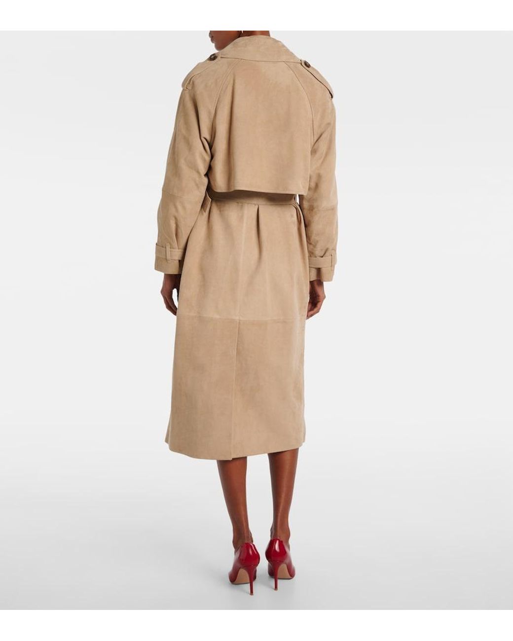 Yves Salomon Natural Suede Trench Coat