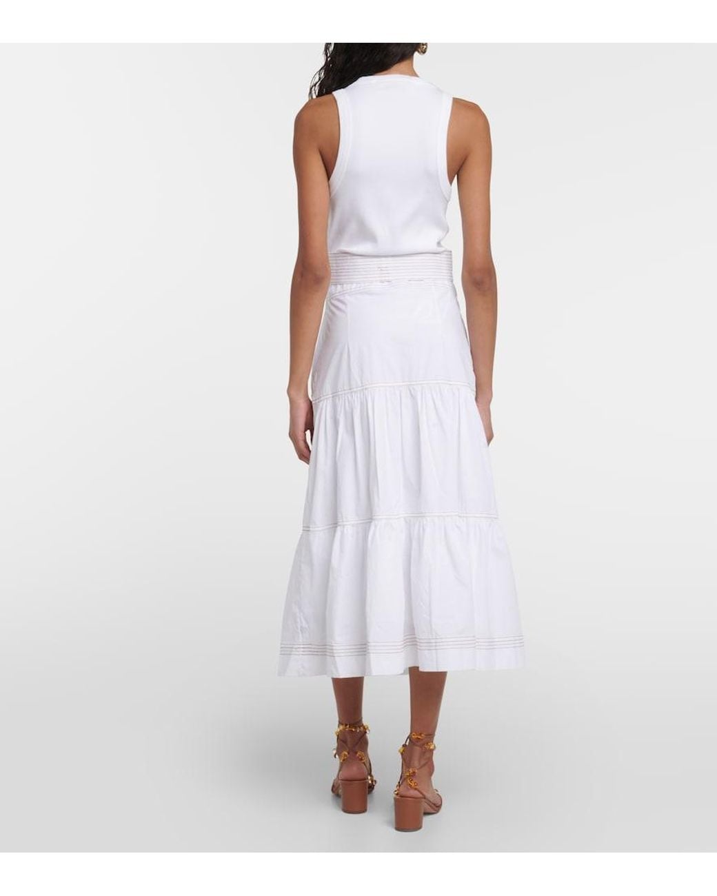 Veronica Beard White Austyn Cotton-Blend Midi Dress