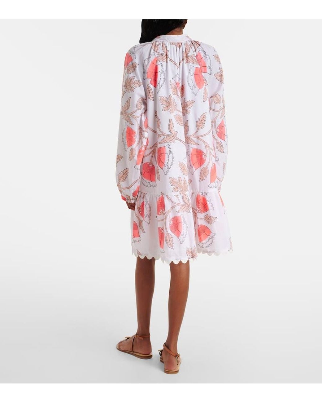 Juliet Dunn Red Printed Scalloped Cotton Minidress