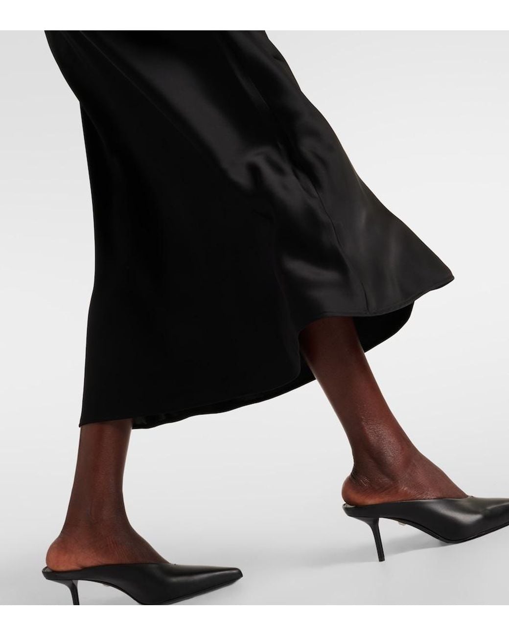Max Mara Black Editore Satin Midi Skirt