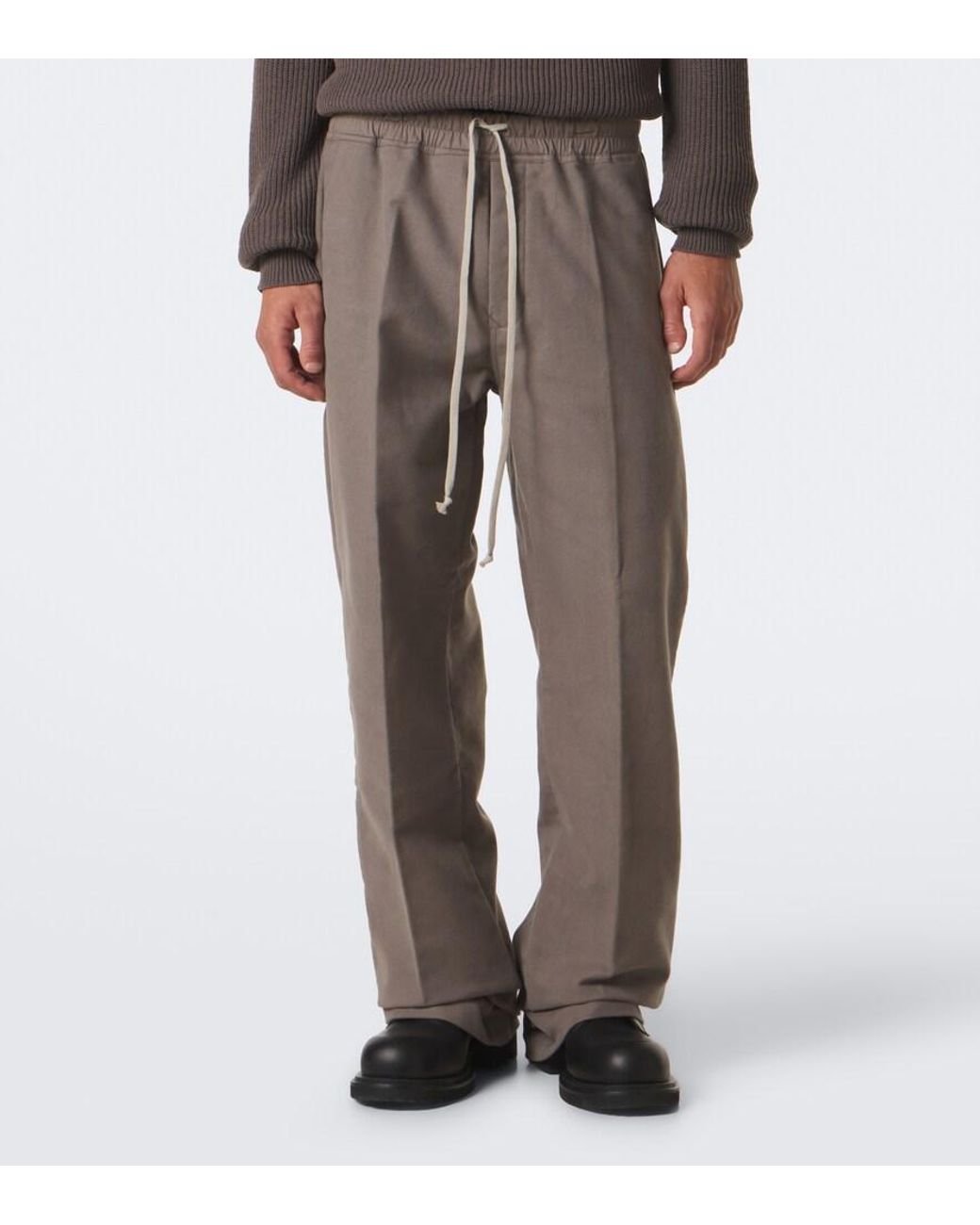 Rick Owens Gray Dietrich Cotton Twill Straight Pants for men