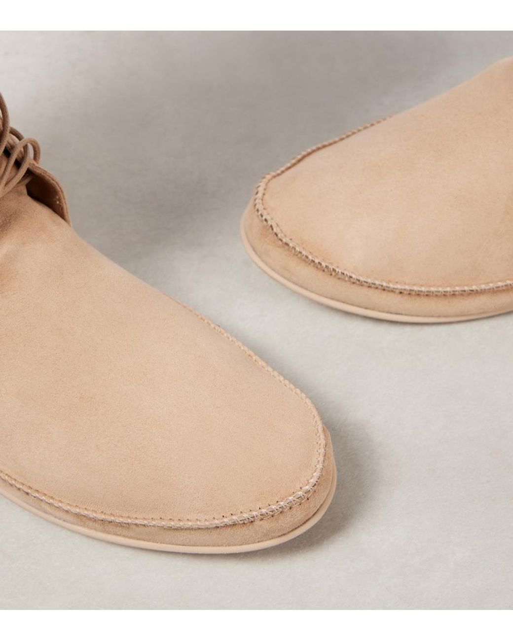 The Row Natural Tyler Suede Lace-Up Boots
