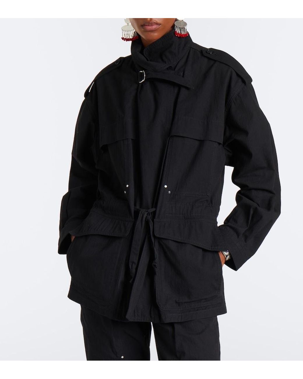 Isabel Marant Black Adelys Cotton-Blend Gabardine Jacket