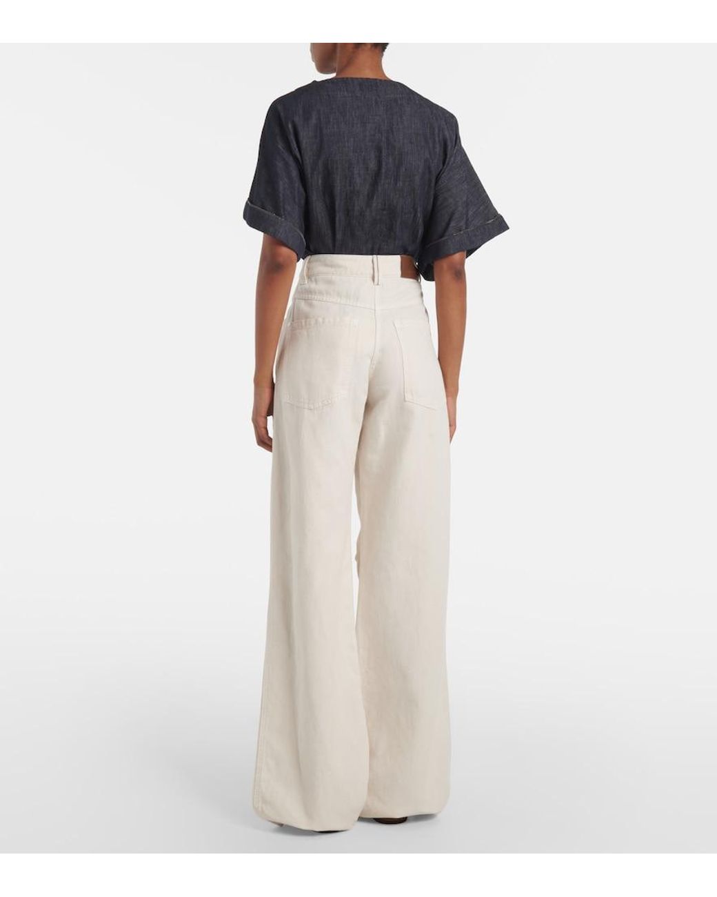 Brunello Cucinelli White Wide-Leg Jeans