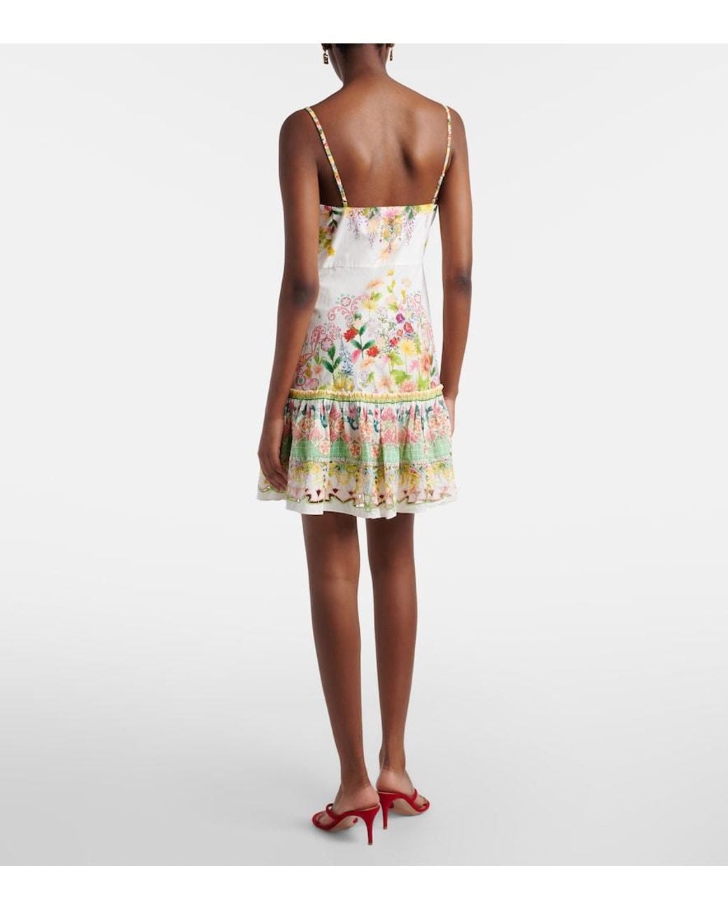 Camilla White Bow-Detail Floral Cotton Minidress