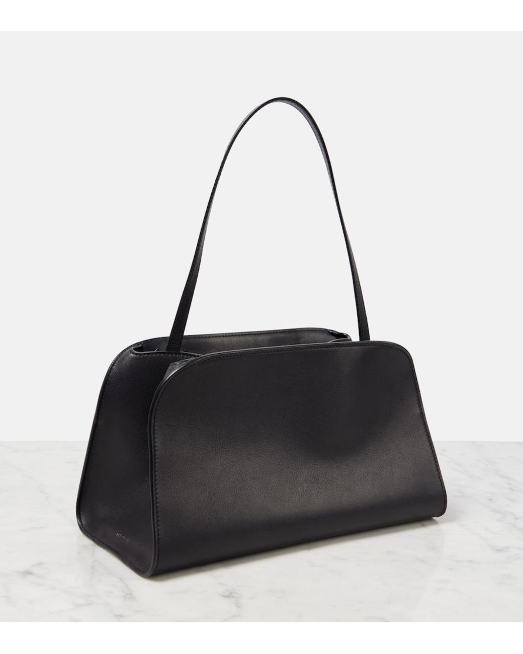 The Row Black Peggy Small Leather Shoulder Bag