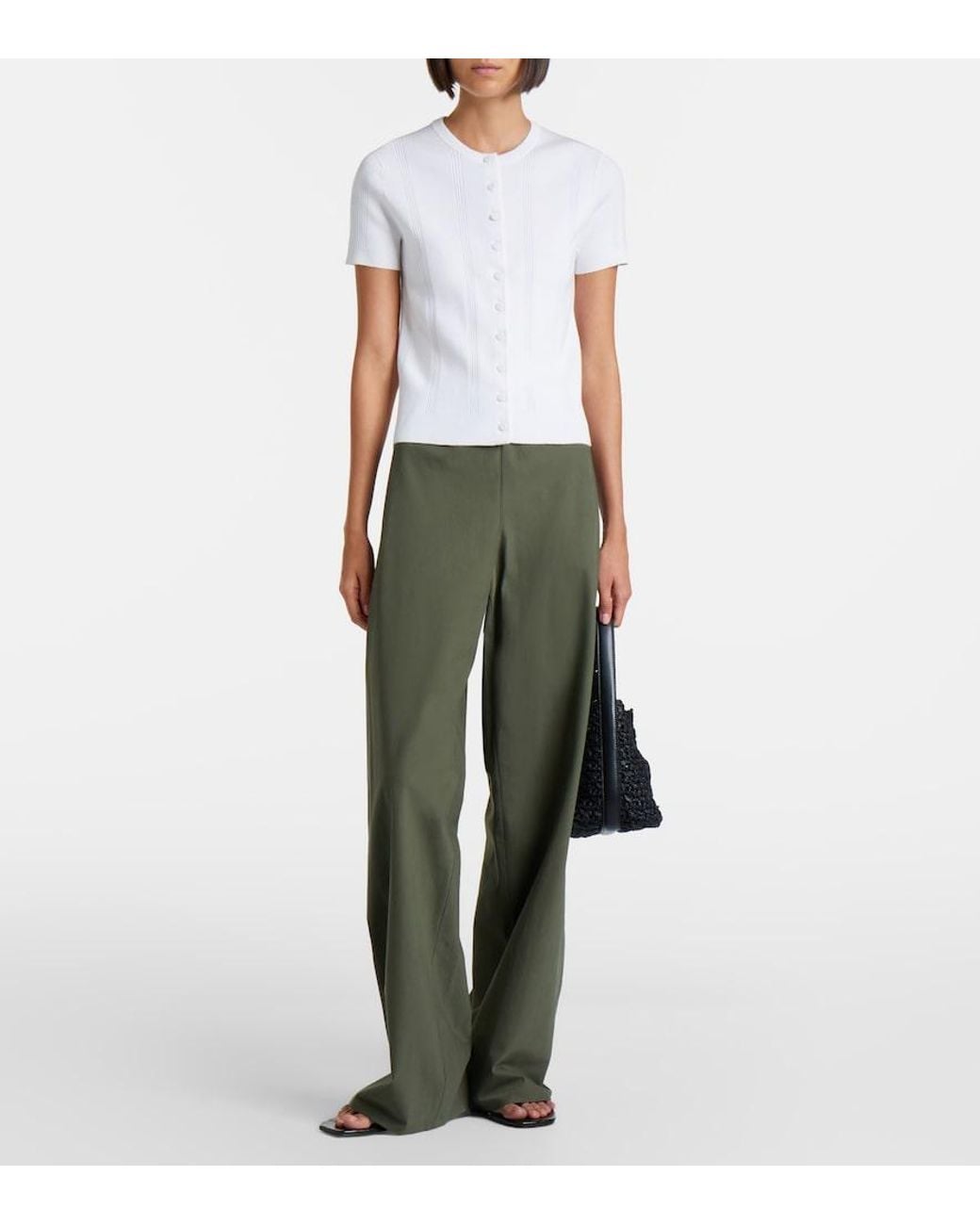 Vince Green Colette Cotton Twill Wide-Leg Pants
