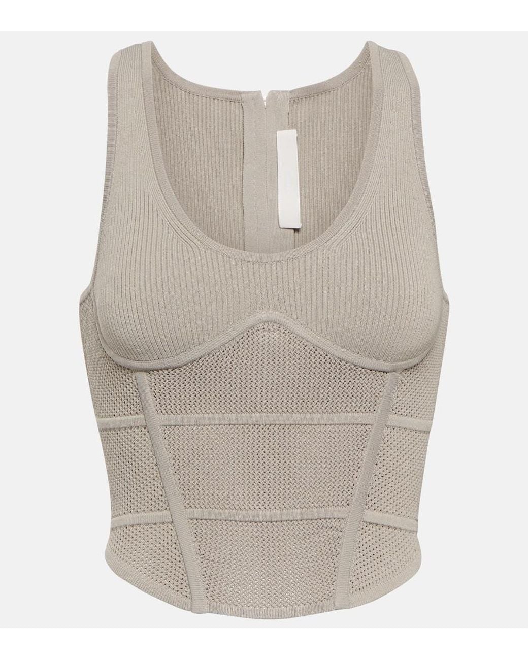 Dion Lee White Cropped Ribbed-Knit Bustier