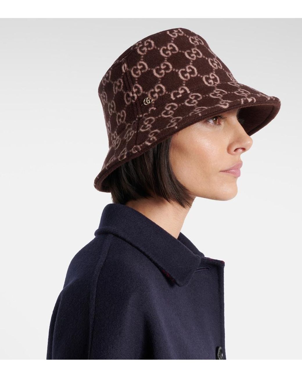 GUCCI ブラウンウールハット XL Gucci Gg Wool Bucket Hat in Brown | Lyst