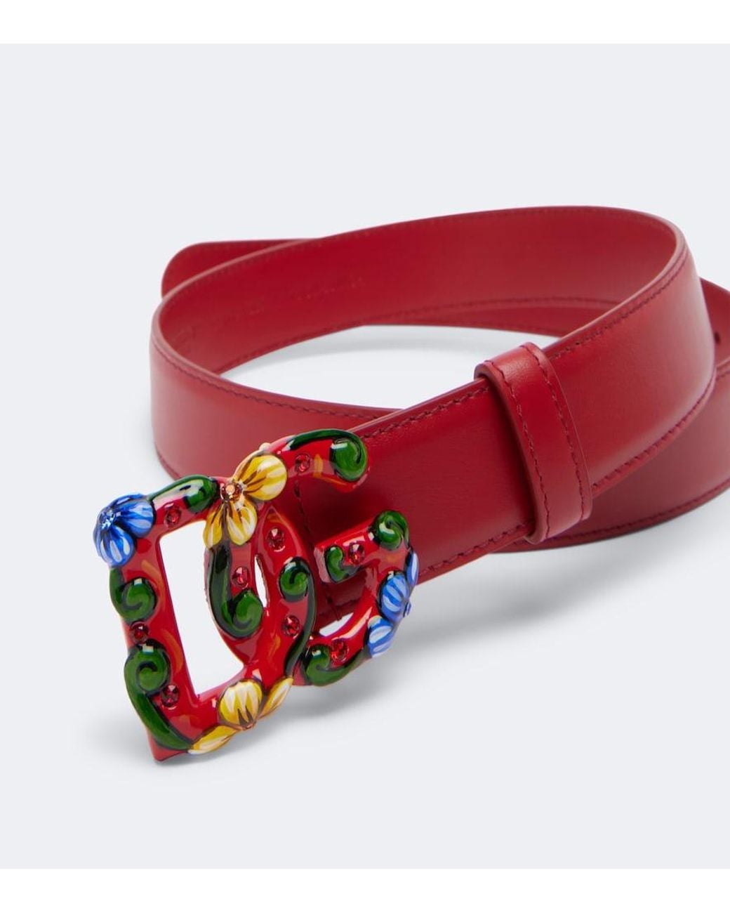 Dolce & Gabbana Red Dg Embellished Leather Belt