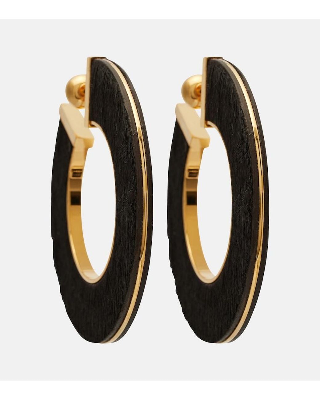 Alaïa Black Blade Medium Leather Hoop Earrings