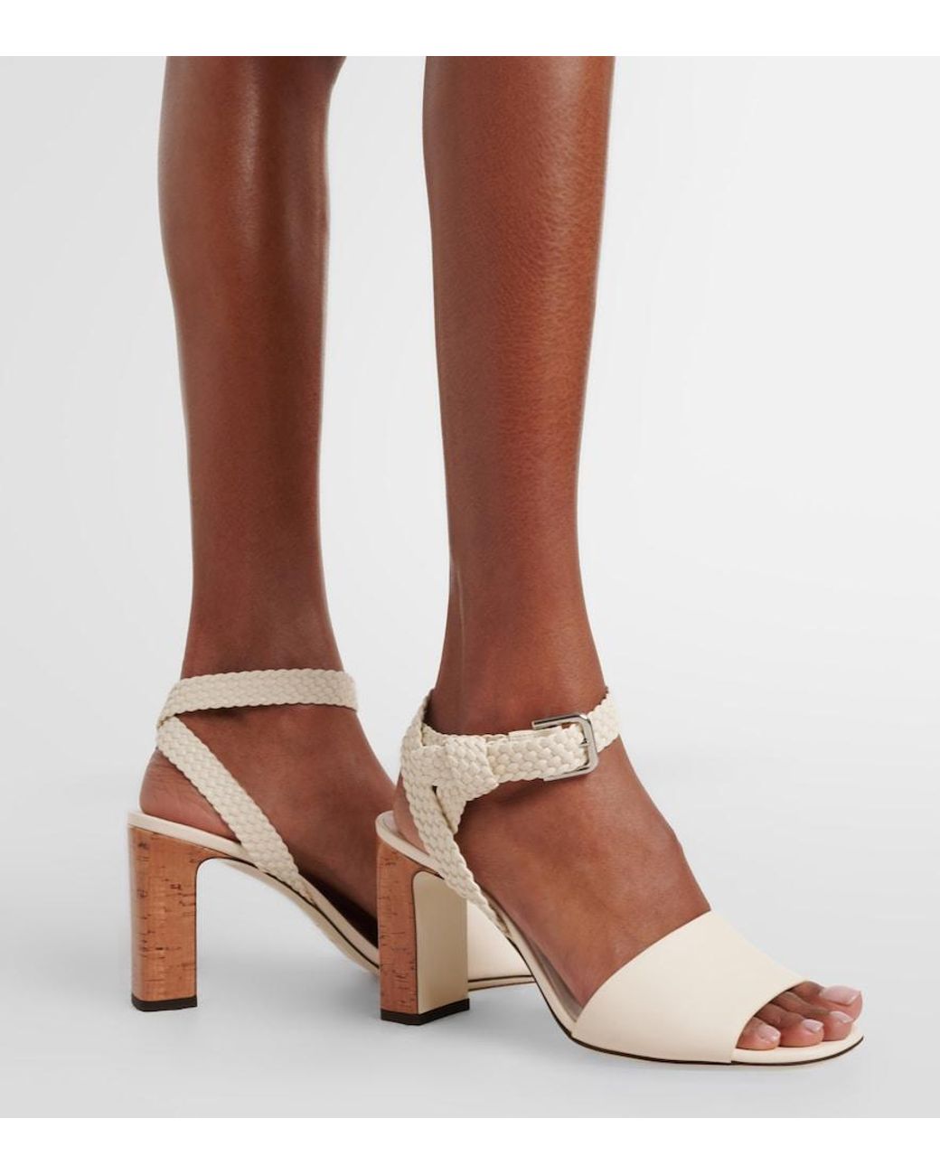 Jimmy Choo White Rori Braided Leather Sandals
