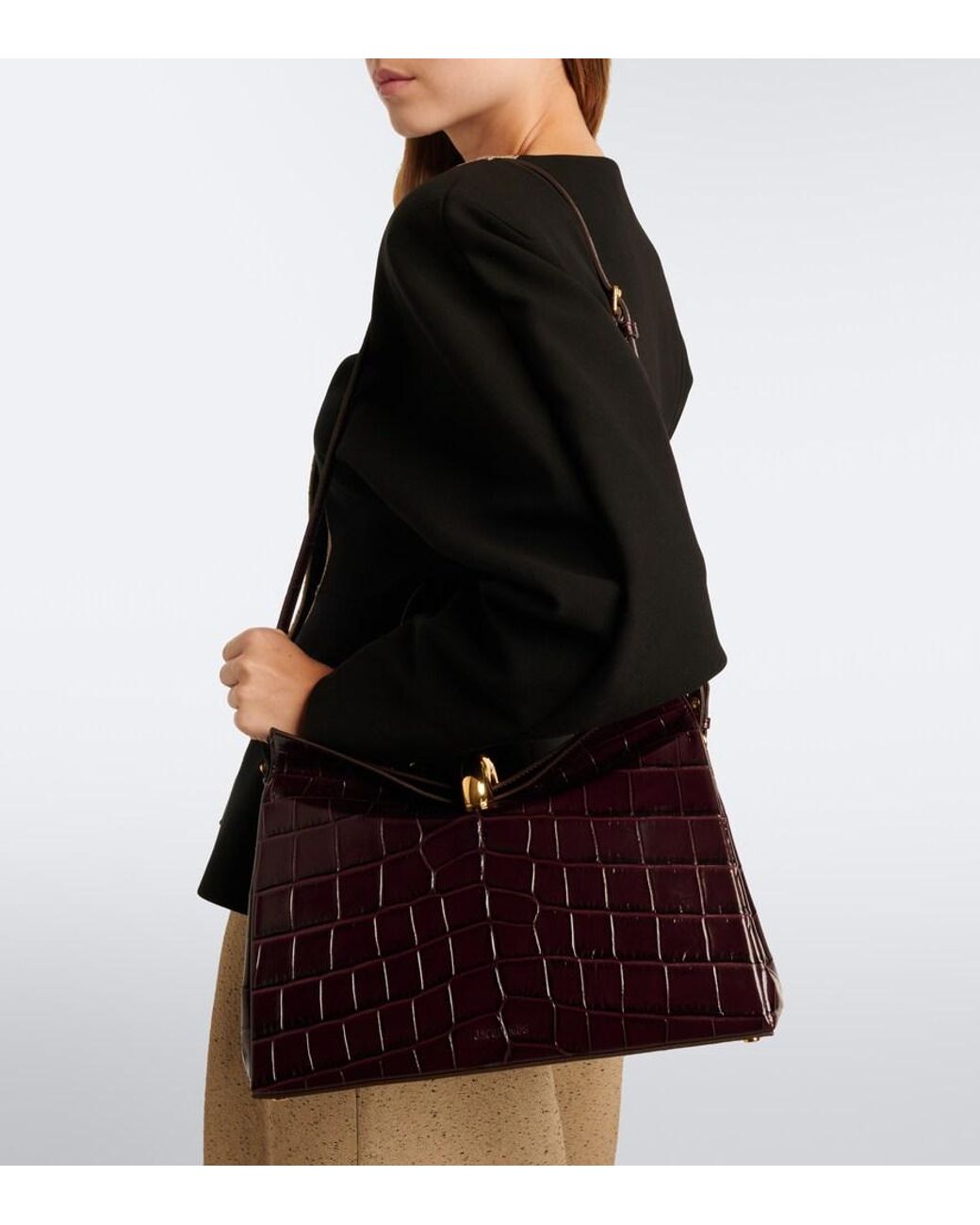 Jacquemus Purple Valerie Medium Leather Top-Handle Bag