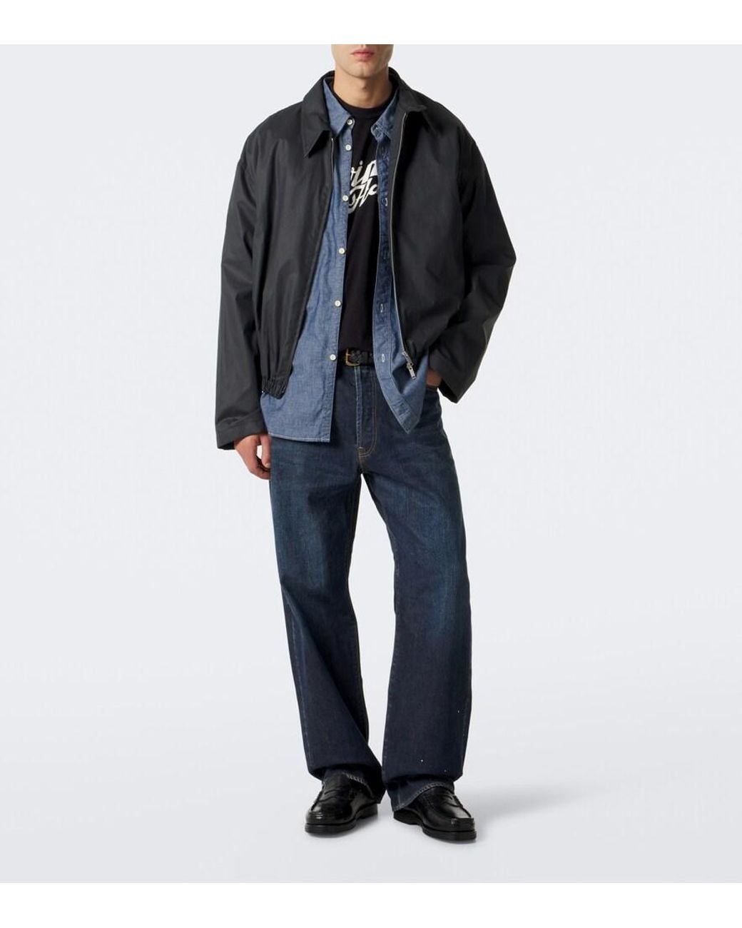 Visvim Black Fabro-Folk Leather Penny Loafers for men