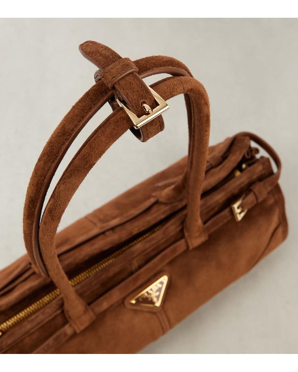 Prada Brown Bonnie Medium Suede Shoulder Bag