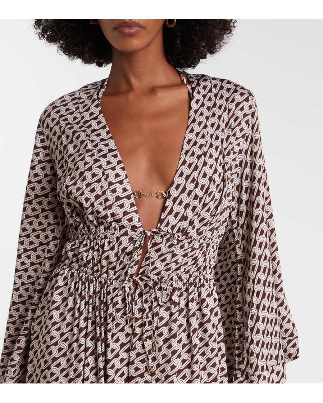 Melissa Odabash Brown Maja Printed Kaftan