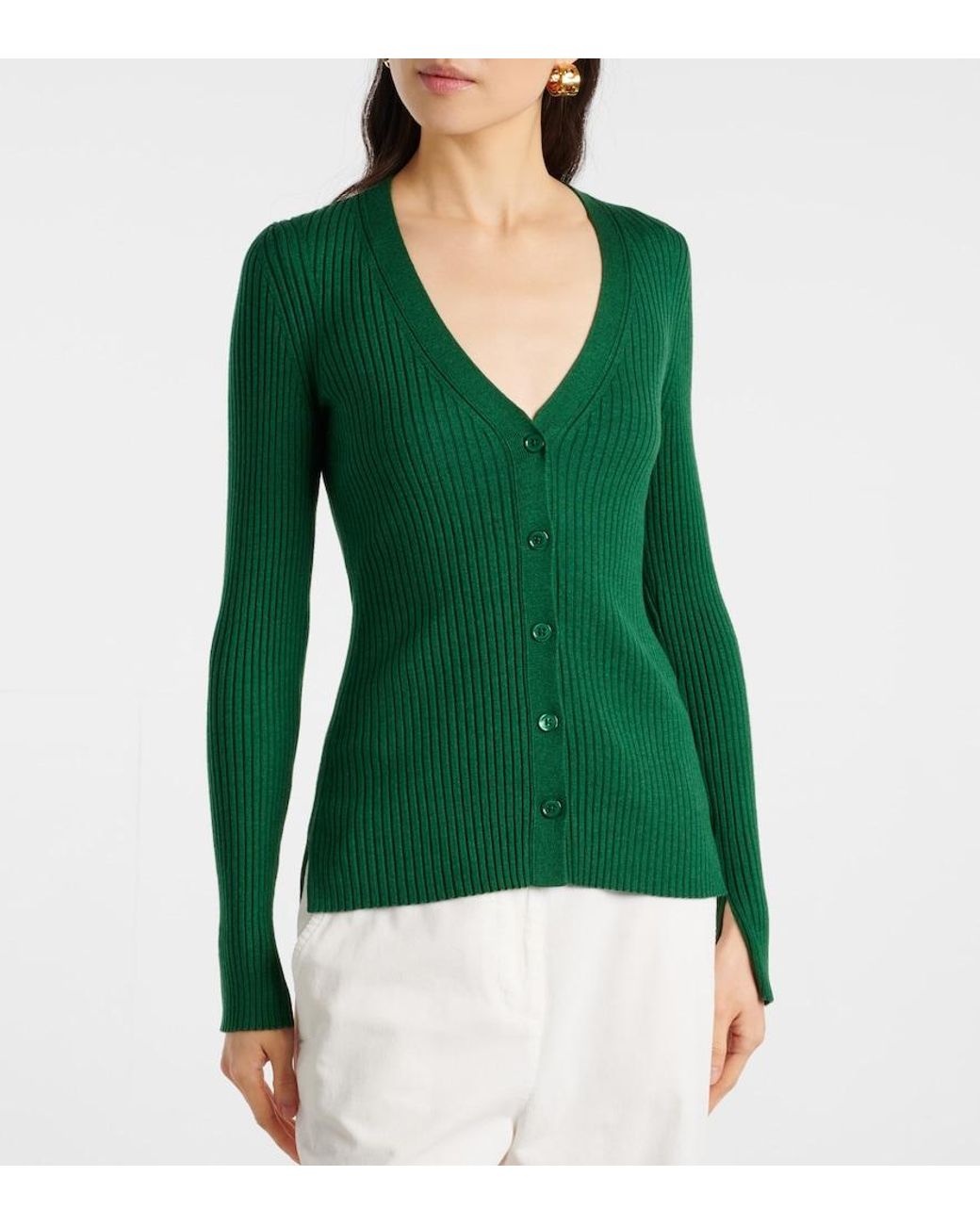 Dorothee Schumacher Green Essential Ease Wool And Silk-Blend Cardigan