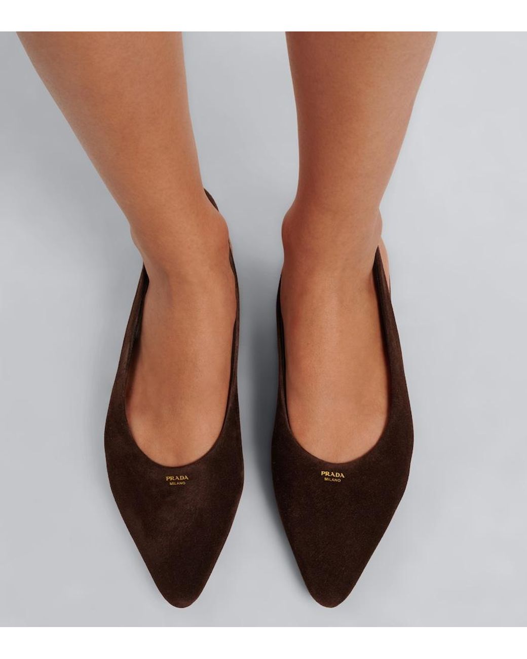 Prada Brown Suede Slingback Flats