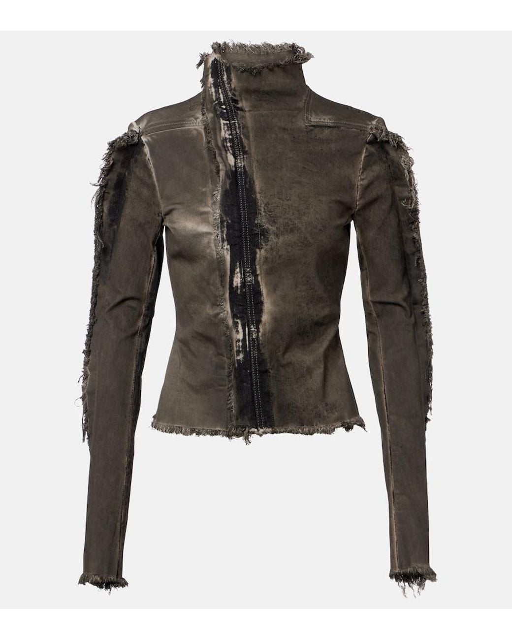 Rick Owens Black Gary Distressed Denim Jacket