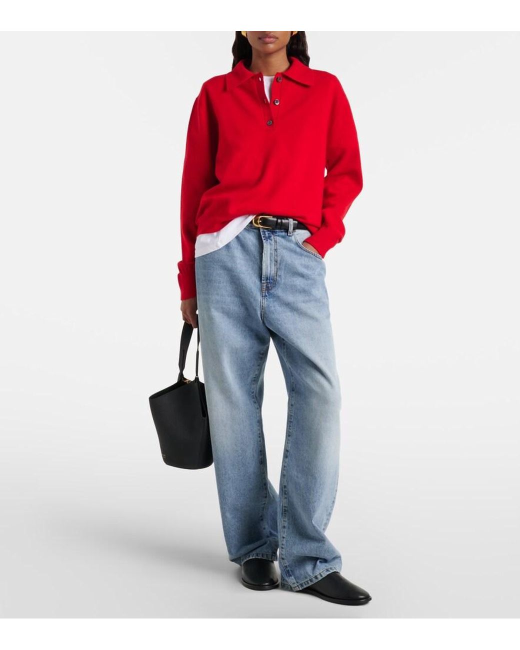 Rohe Red Wool And Cashmere Polo Sweater