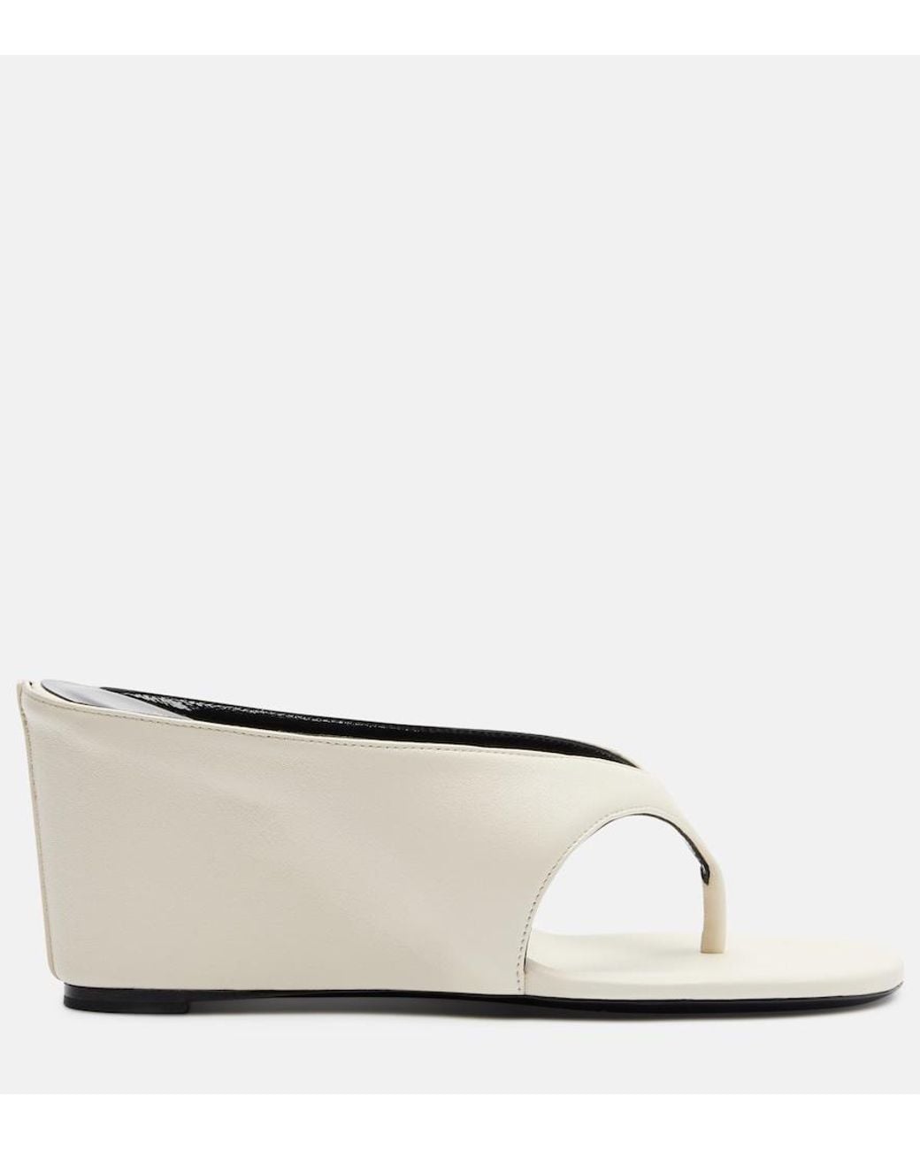 Jude White Yaga Leather Wedge Thong Sandals