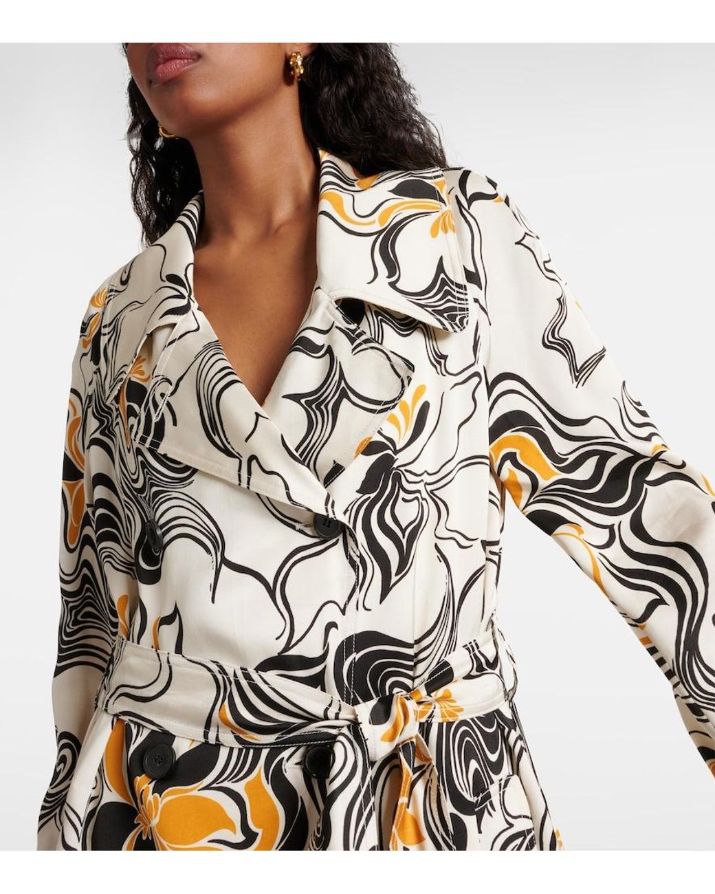Dries Van Noten Metallic Abstract-Pattern Satin Coat