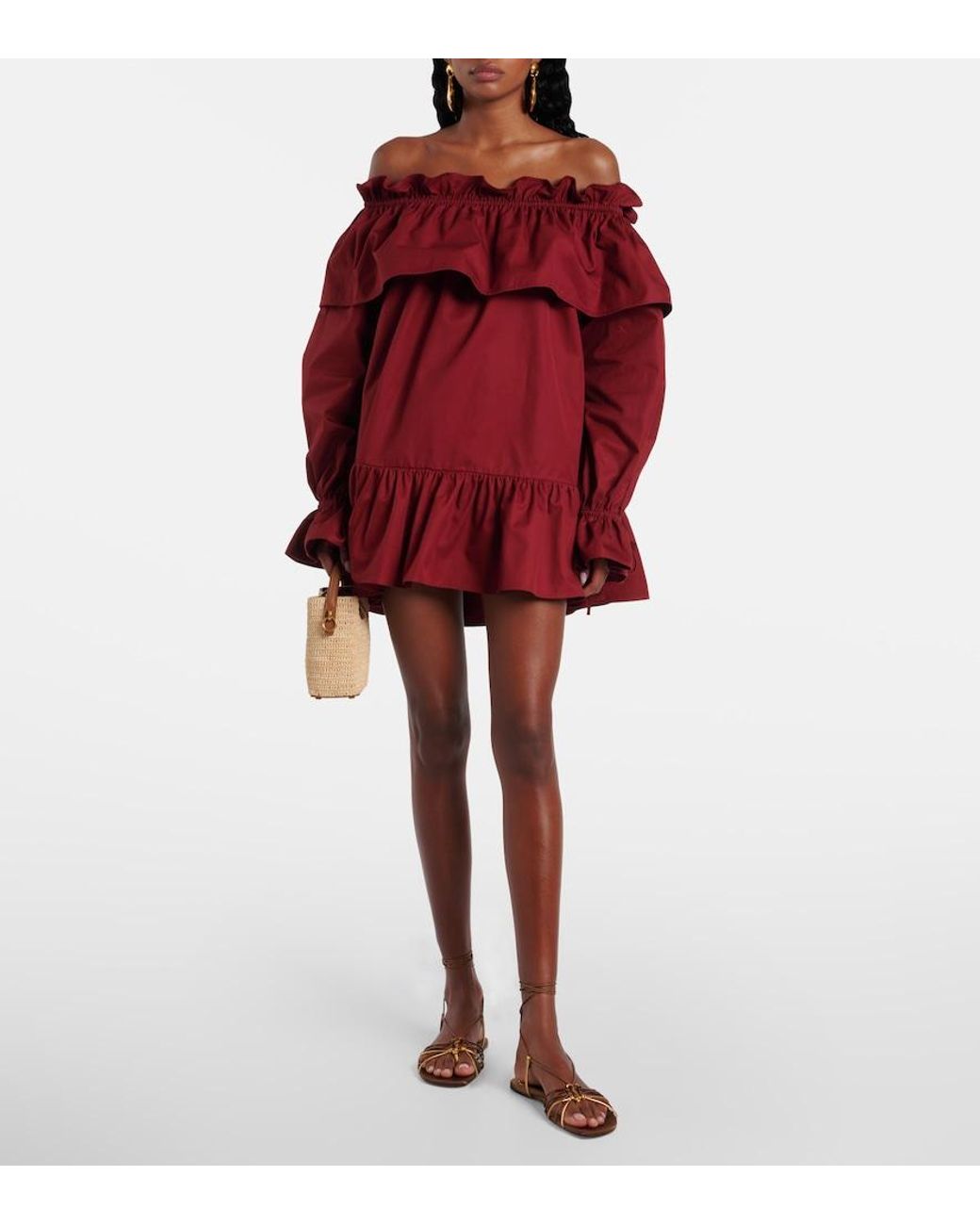 Saint Laurent Brown Babylone Cassandre Leather Sandals