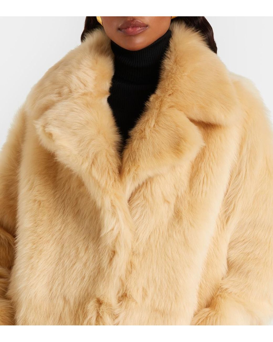 Nour Hammour Natural Evita Long Shearling Coat