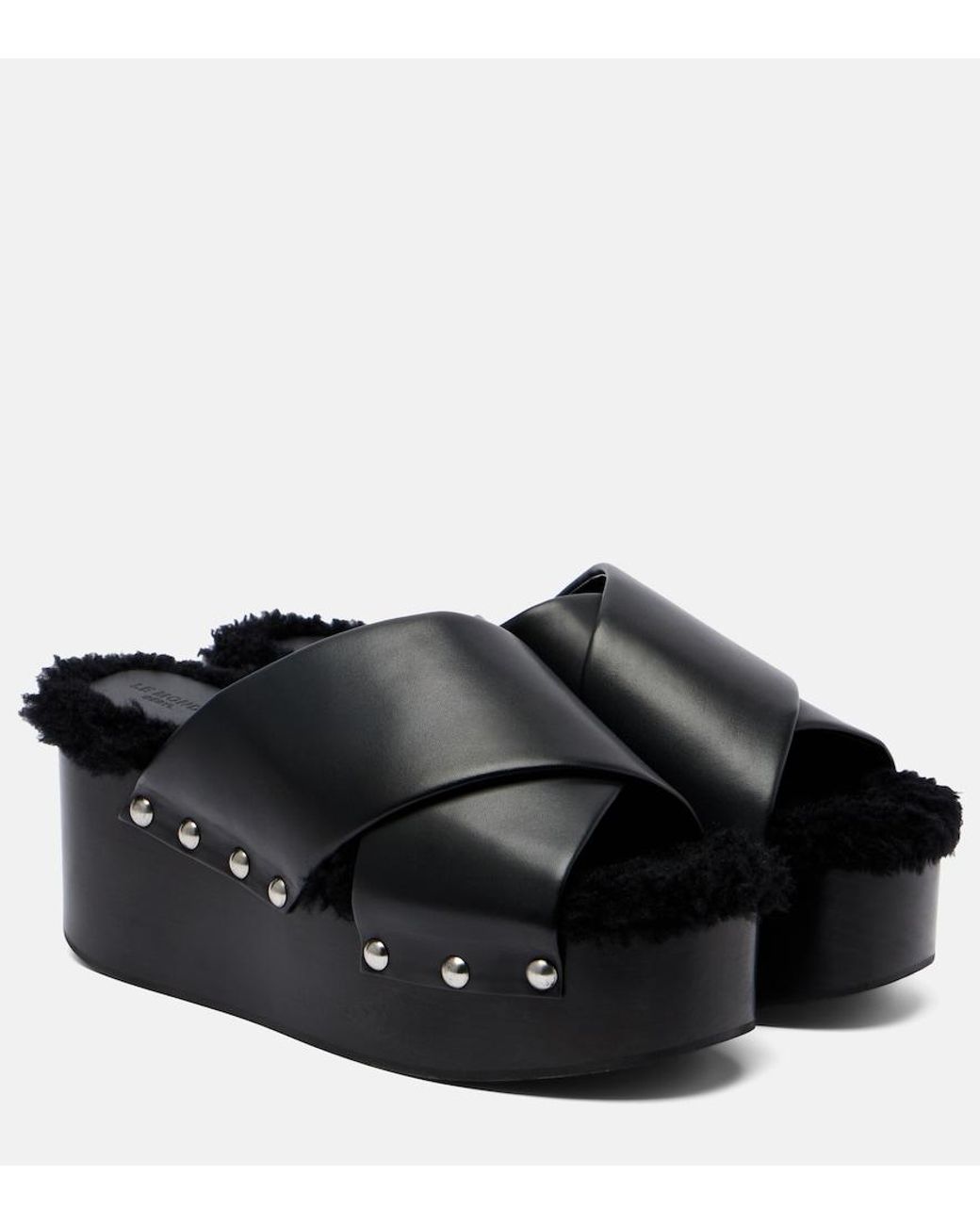 Le Monde Beryl Black Leather Sandals