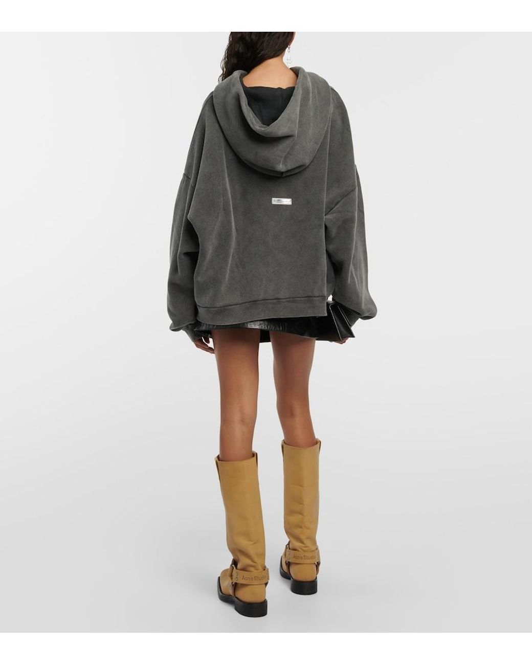 Pull à capuche teint en plongée noir Acne en coloris Gray