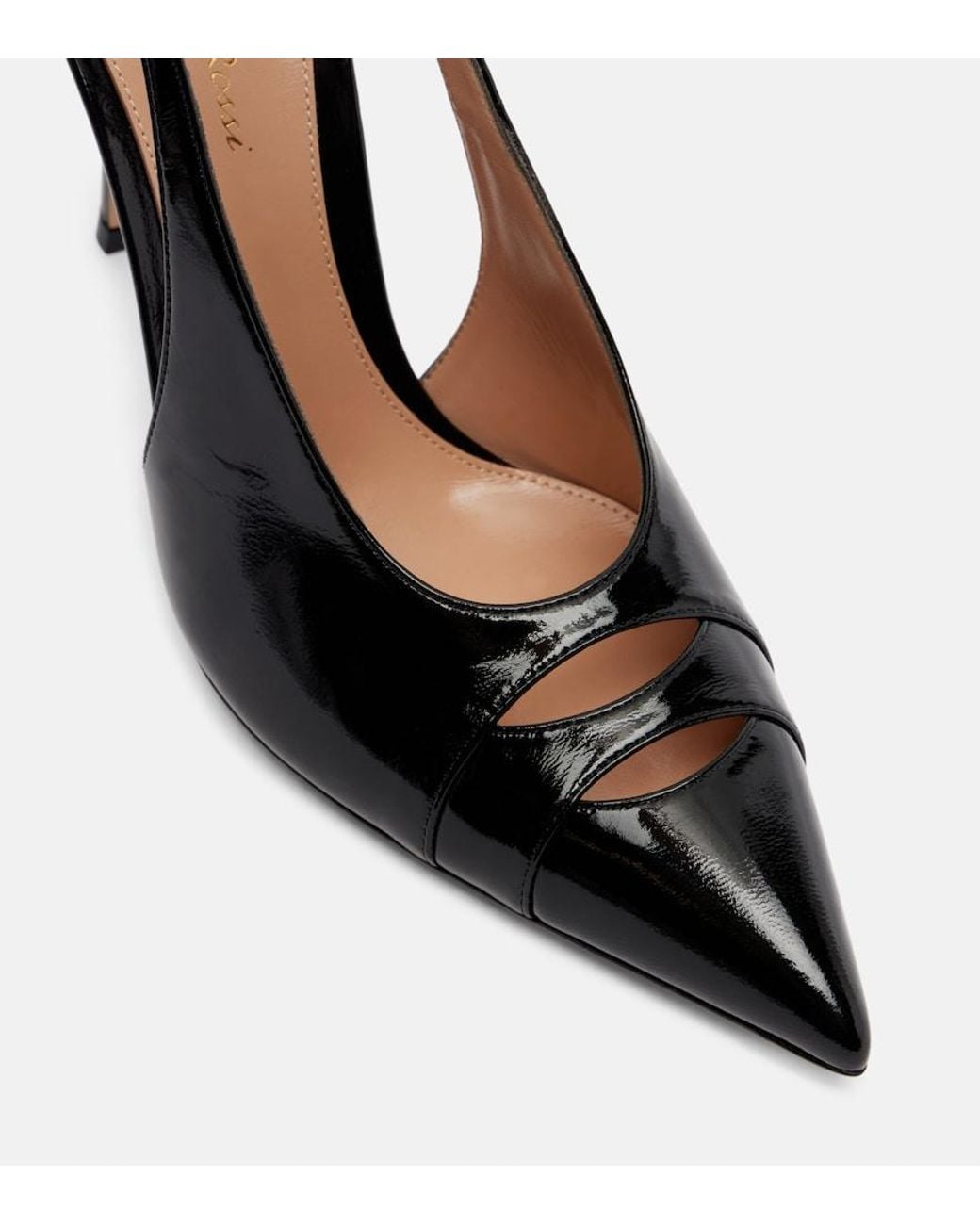 Gianvito Rossi Black Patent Leather Slingback Pumps