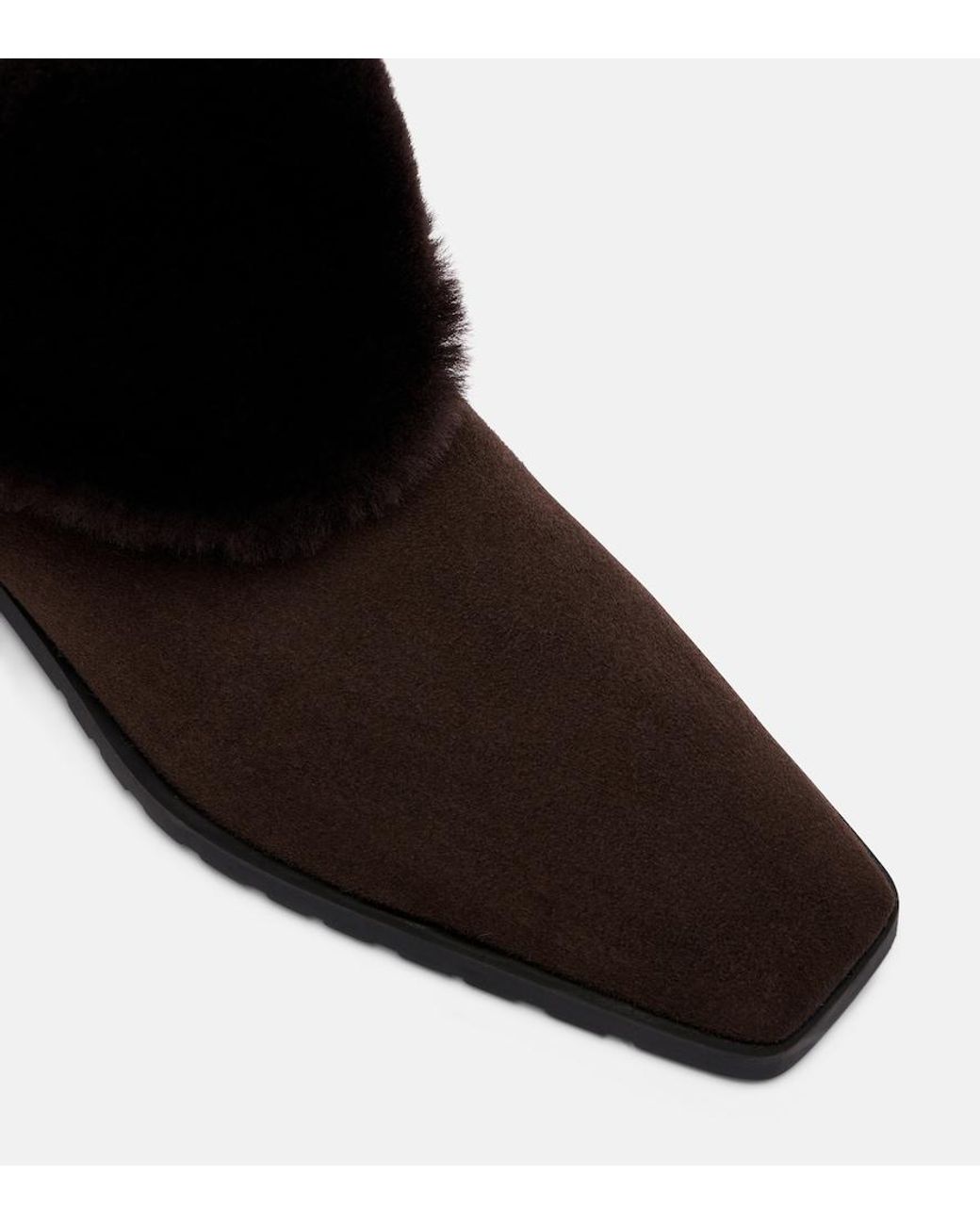 Totême Black Shearling-Lined Suede Ankle Boots