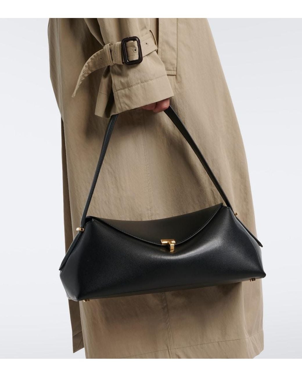 Totême  Black T-Lock Small Leather Shoulder Bag