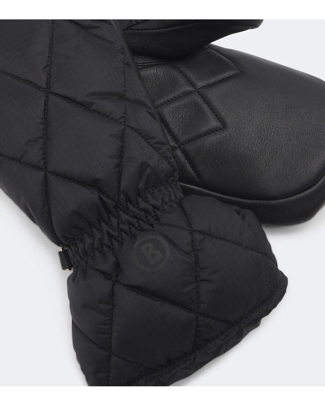 Bogner Blue Selia Leather-Trimmed Ski Mittens