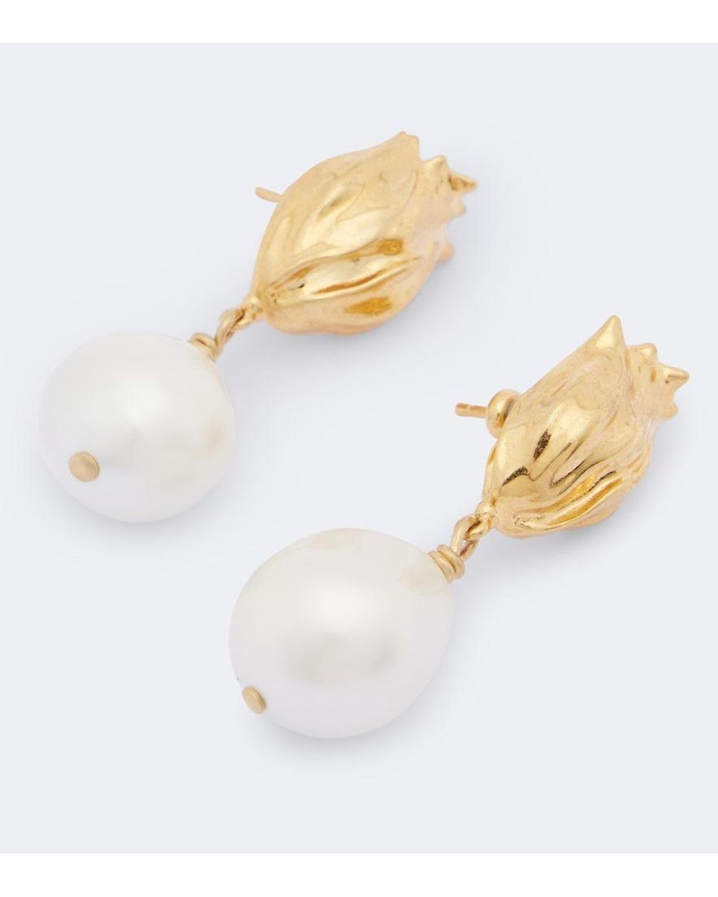 Chloé White Faux Pearl Brass Earrings