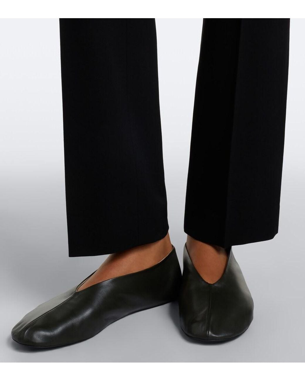 The Row Gray Stella Leather Ballet Flats