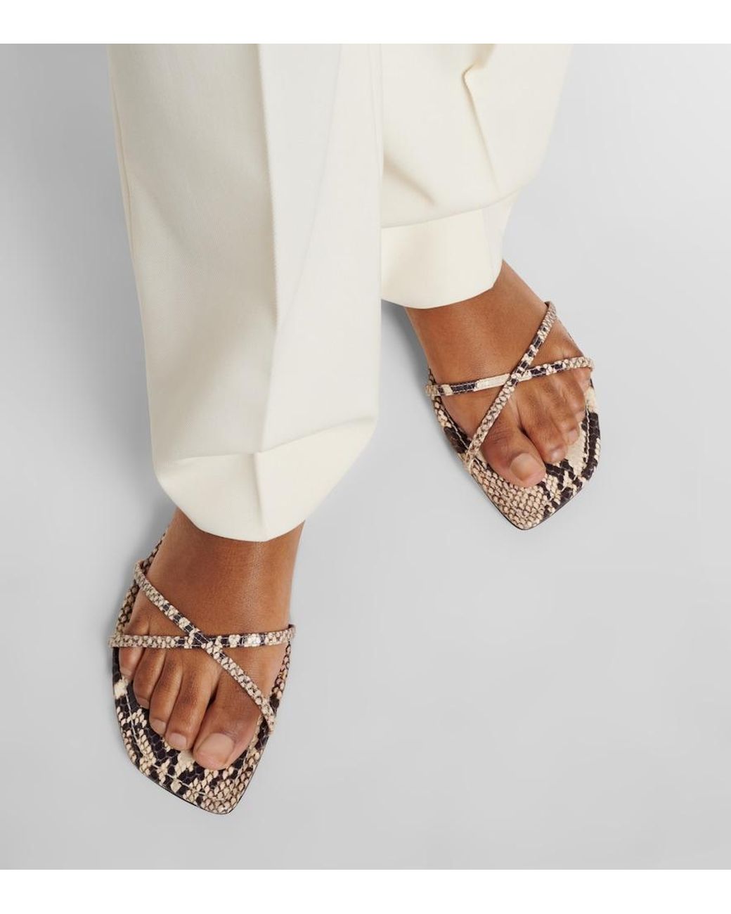 Paris Texas Natural Biarritz Snake-Effect Leather Sandals