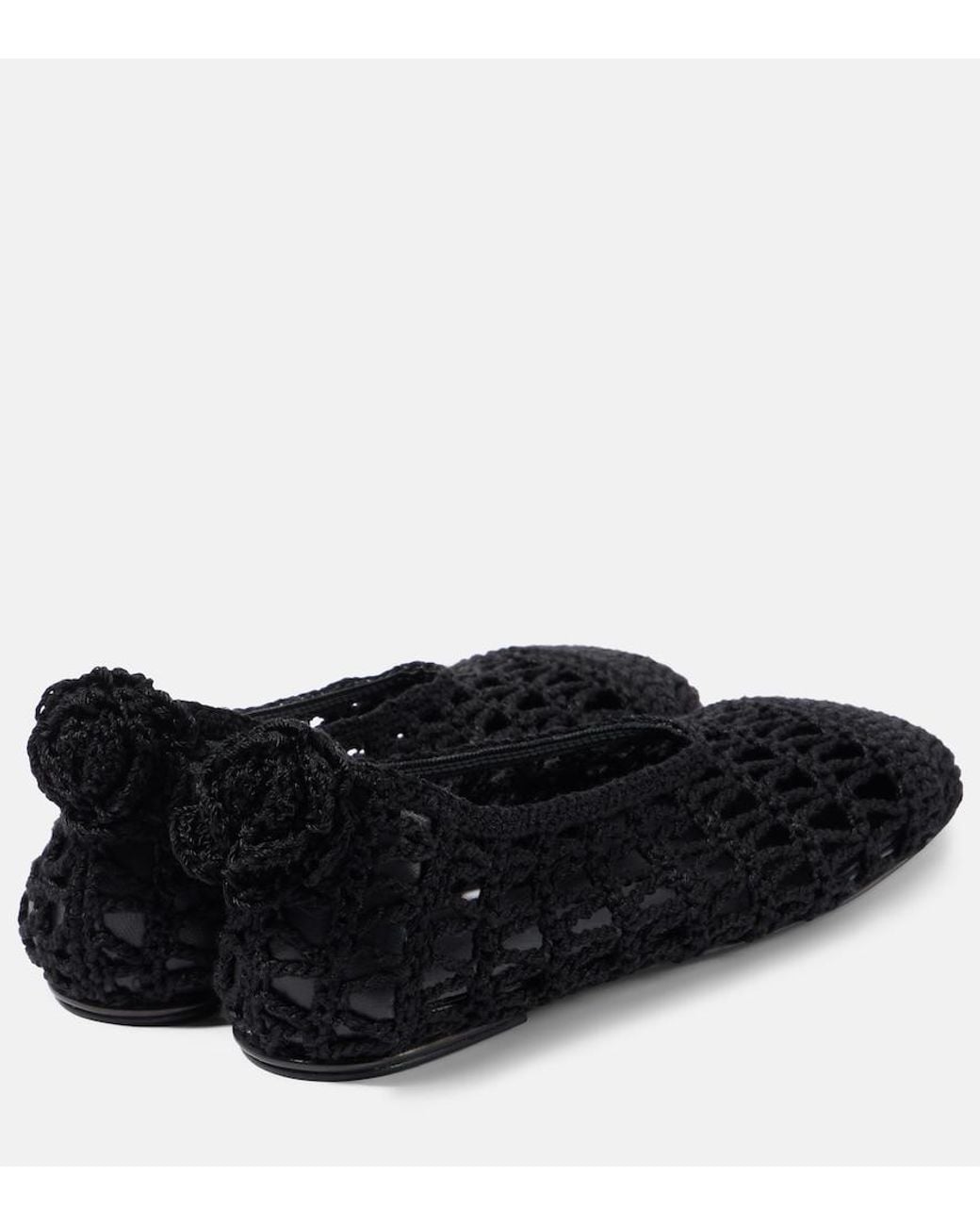 Magda Butrym Black Crochet Ballet Flats