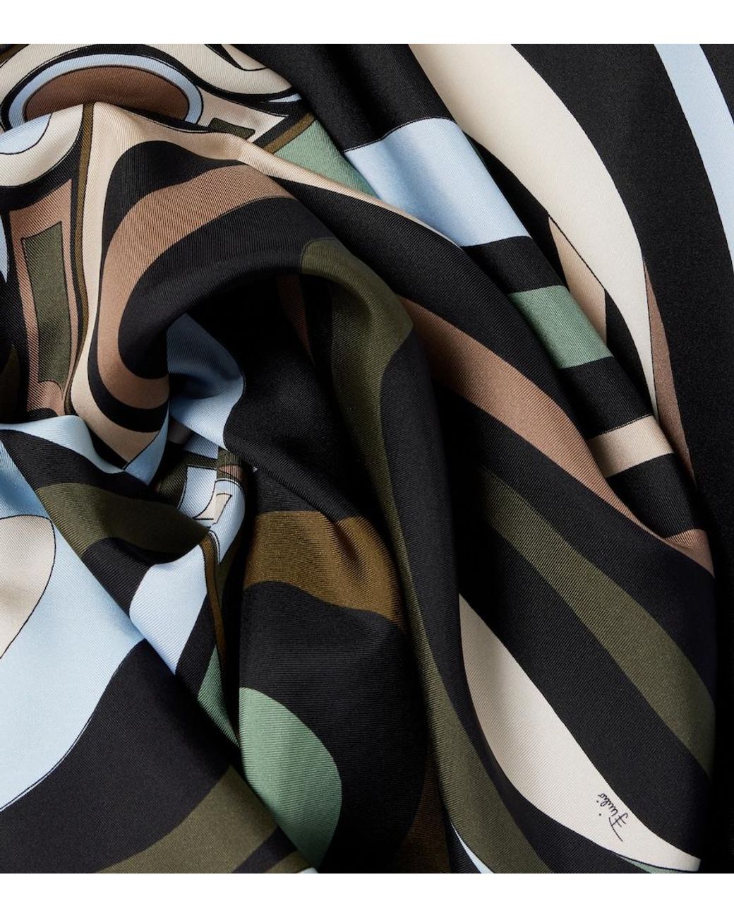 Emilio Pucci Metallic Marmo Silk Twill Scarf
