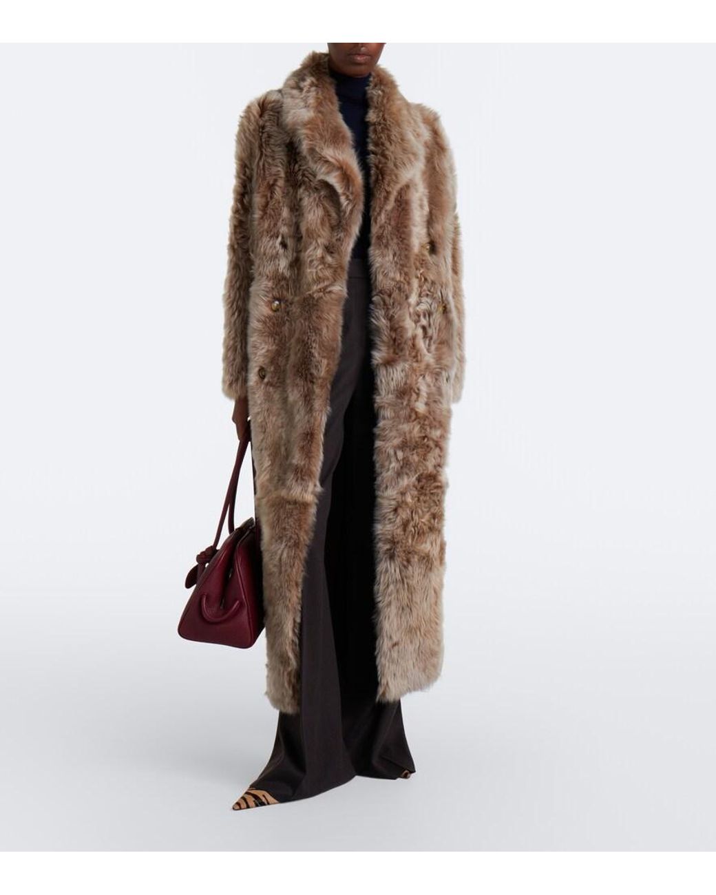 Yves Salomon Natural Reversible Shearling And Leather Coat
