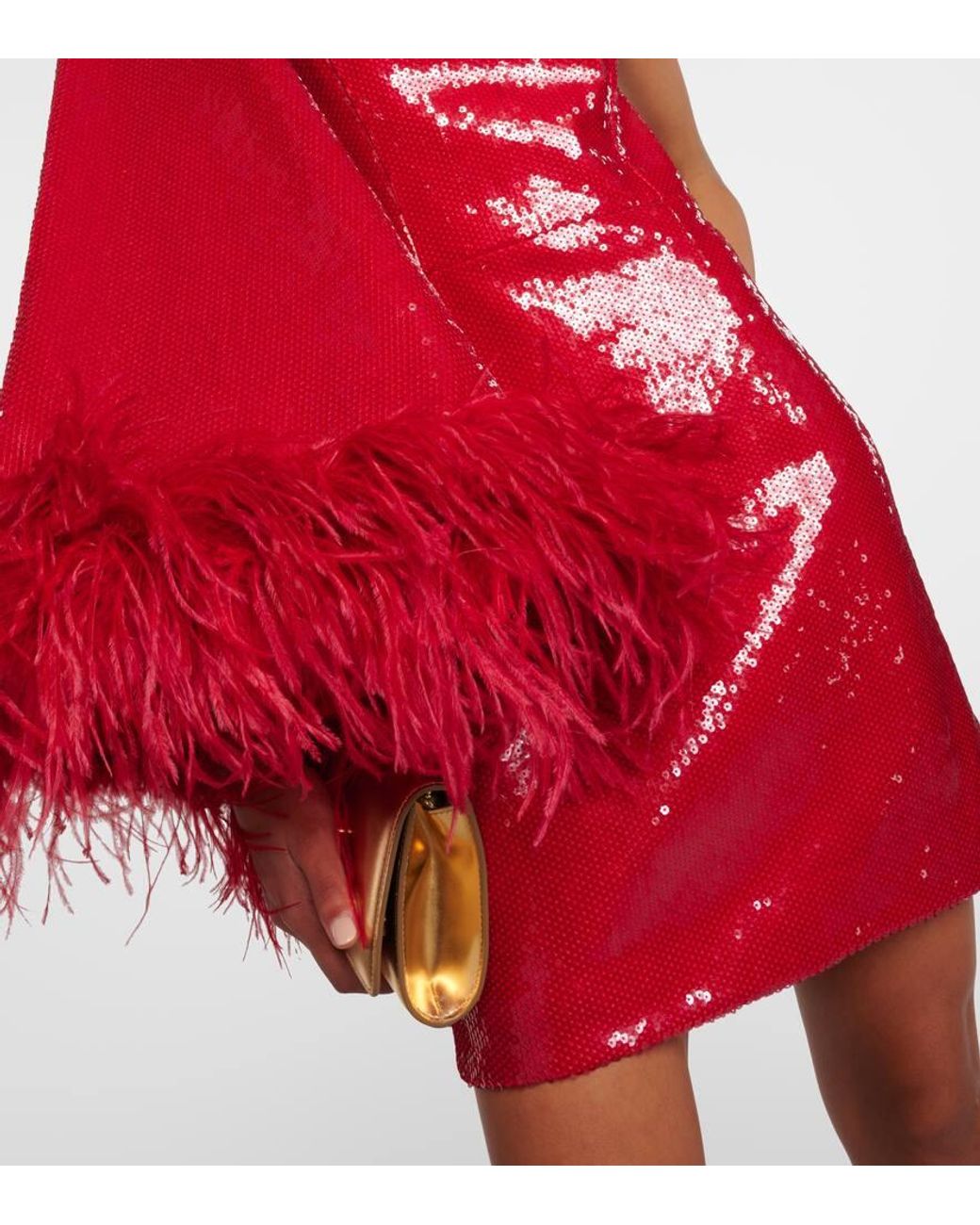 Rebecca Vallance Nika Feather-Trimmed Minidress in Red | Lyst
